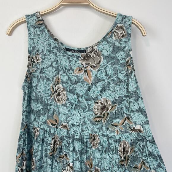 Vintage Molly Malloy Floral Midi Dress‎ Turquoise Cottagecore Grannycore Small - Picture 8 of 9